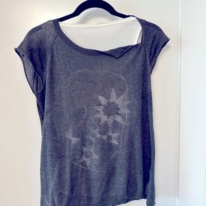 Zadig & Voltaire flower skull super fine grey cotton T-shirt XS
